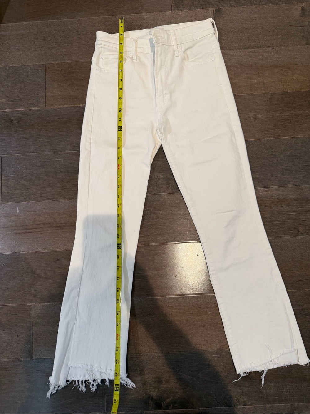 MOTHER White Straight-Leg High-Rise Jeans